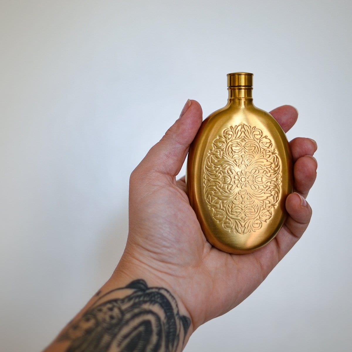 Embossed Gold Flask