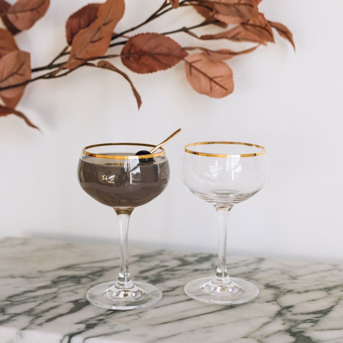 Gold Rimmed Coupe Cocktail Glasses – Adelina Social Goods