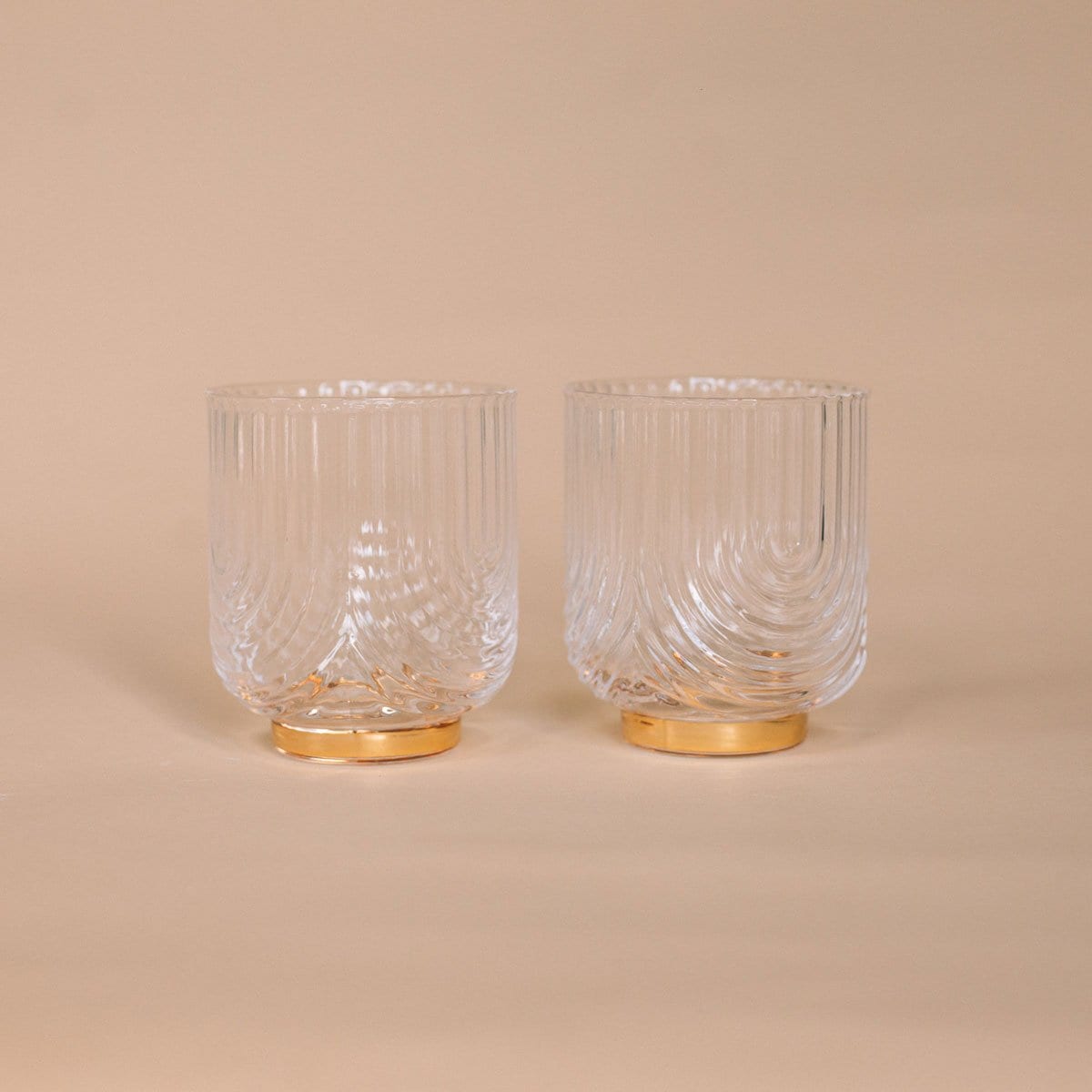 Mid-Century Gold Foot Rocks Glass